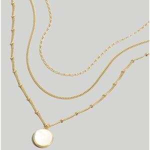 Madewell Three Pack Layered Mother of Pearl Dainty Necklace Set NEW
